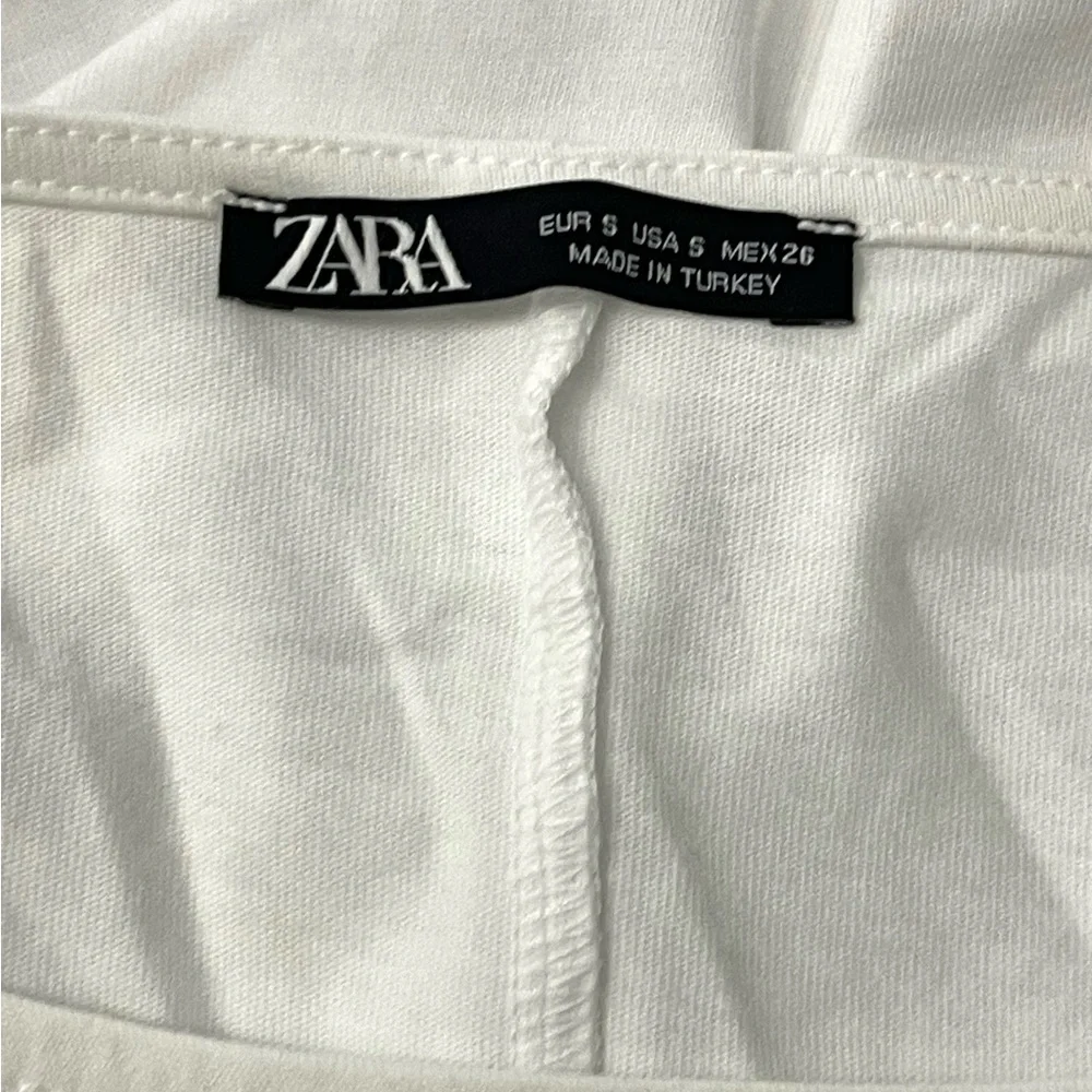 ZARA White Ruffle Ribbed top - Picture 5 of 5